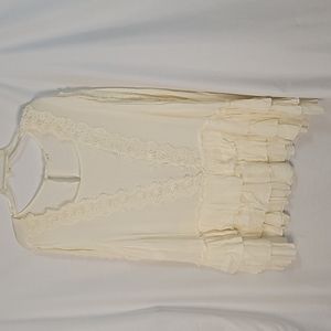Rebellion Women's Cream Lace Blouse | Size 2X